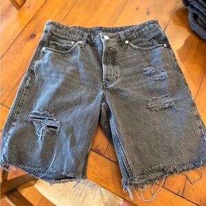 Zara Women's Distressed Black Jean Shorts